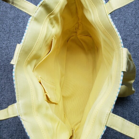 Quacker Factory Shoulder Bag Womens Light Blue Yellow Sea Shell Striped New - Picture 5 of 12